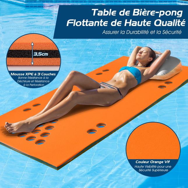 Tapis de table flottant pour beer pong, 1,68 m x 90 cm, XPE