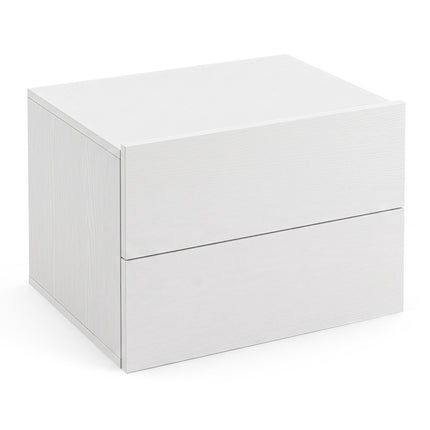 Table de chevet suspendue avec tiroirs de rangement – ​​Blanche