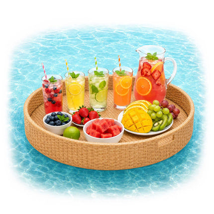 Schwimmendes Pooltablett – 80 cm, wetterfestes PE-Rattan