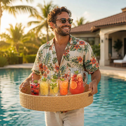 Schwimmendes Pooltablett – 80 cm, wetterfestes PE-Rattan