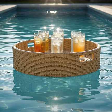 Schwimmendes Pooltablett – 80 cm, wetterfestes PE-Rattan