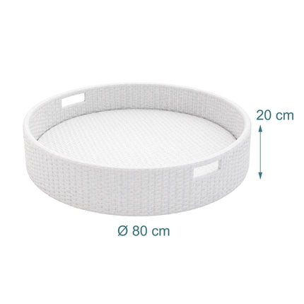 Schwimmendes Serviertablett, Weiß, 80 cm, PE-Rattan