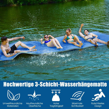 Tapis d'eau flottant en mousse XPE indéchirable pour piscine 355 x 183 x 3,5 cm Bleu
