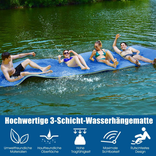 Tapis d'eau flottant en mousse XPE indéchirable pour piscine 355 x 183 x 3,5 cm Bleu