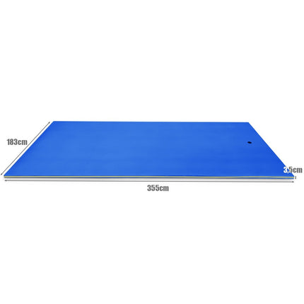 Tapis d'eau flottant en mousse XPE indéchirable pour piscine 355 x 183 x 3,5 cm Bleu