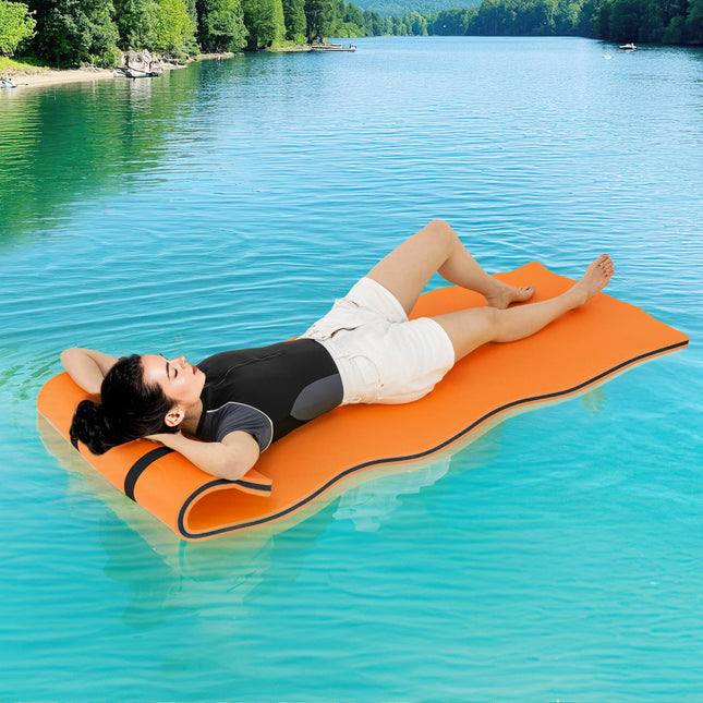Tapis flottant pour l'eau, mousse XPE 3 couches, 211 x 66 cm, orange