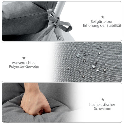 Bodenstuhl-Kissen-Set, 4 Stück, verstellbare Rückenlehne, Grau