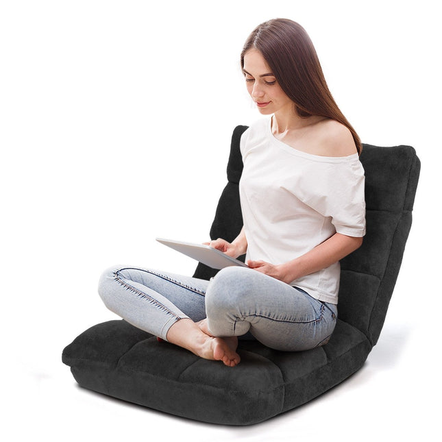 Bodenstuhl, faltbar, Lazy Sofa, Lazy Tatami-Bodenkissen, Schwarz/Grau/Kaffee, Schwarz