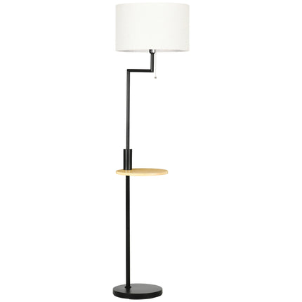 Stehleuchte mit Regal & USB-Anschluss, Stahl, creme, 40 W