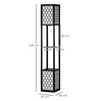 Floor lamp with shelf, double light, 40W zipper