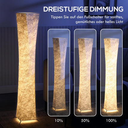 Stehleuchte mit Papierschirm, Fußschalter, 3 Helligkeitsstufen