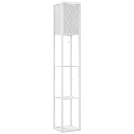Stehlampe mit Ablage, 3 Ebenen, MDF, Weiß