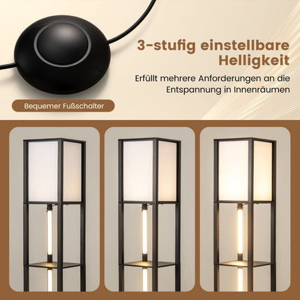 Stehleuchte mit Ablagen & verstellbaren LED-Streifen