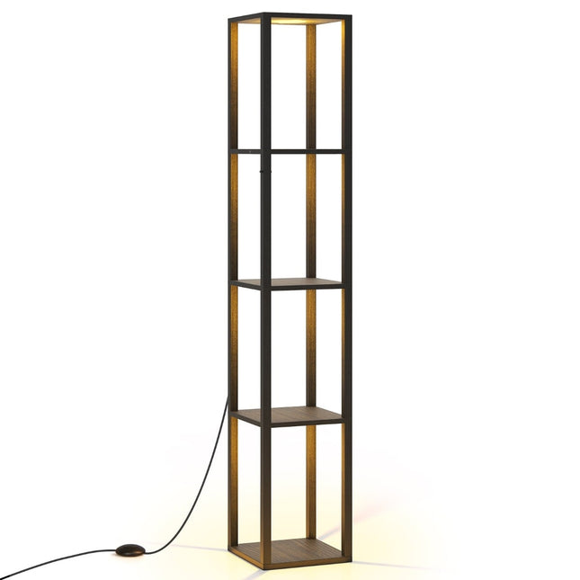 Lampadaire avec étagères et éclairage LED à intensité variable, 165 cm