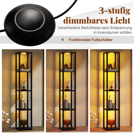 Lampadaire avec étagères et éclairage LED à intensité variable, 165 cm