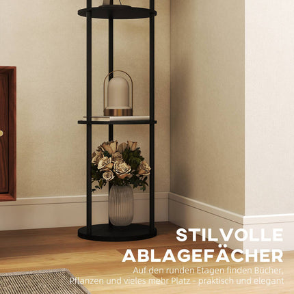 Stehlampe mit Ablagen, Fernbedienung, dimmbares Licht, Schwarz