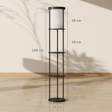 Stehlampe mit Ablagen, Fernbedienung, dimmbares Licht, Schwarz