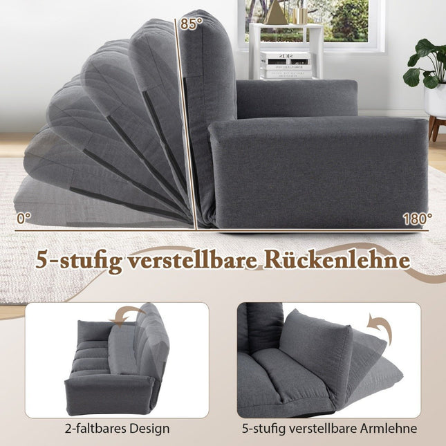 Canapé de sol avec dossier et accoudoirs réglables en 5 directions, chaise de relaxation pour salon gris