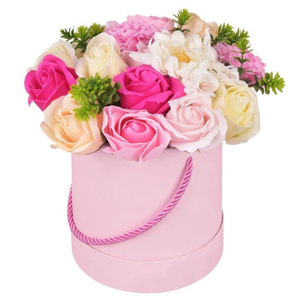 Coffret cadeau de fleurs avec roses réalistes, 23 cm