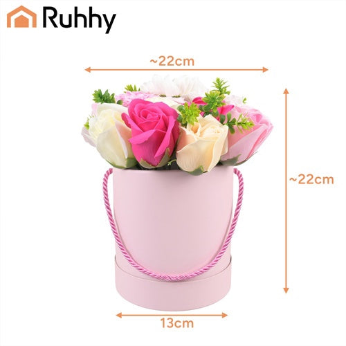 Coffret cadeau de fleurs avec roses réalistes, 23 cm