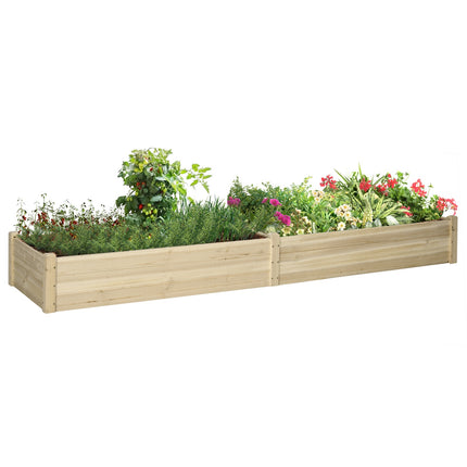 Flower Box Jardinière En Bois Avec 2 Zones Pour Légumes Et Herbes, Naturel, 244X61,5X27 Cm