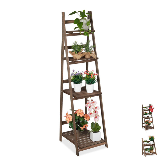 Escalier fleuri en bois marron foncé
