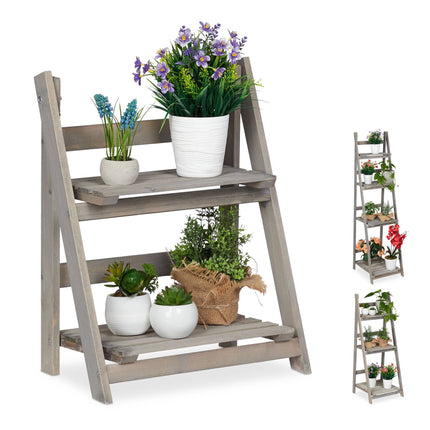 Escalier fleuri en bois gris