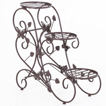 Support À Fleurs Style Français Étagère À Plantes À Trois Niveaux En Métal Bronze 76X27X67Cm