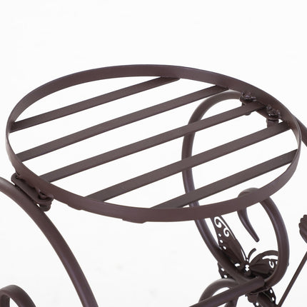 Support À Fleurs Style Français Étagère À Plantes À Trois Niveaux En Métal Bronze 76X27X67Cm