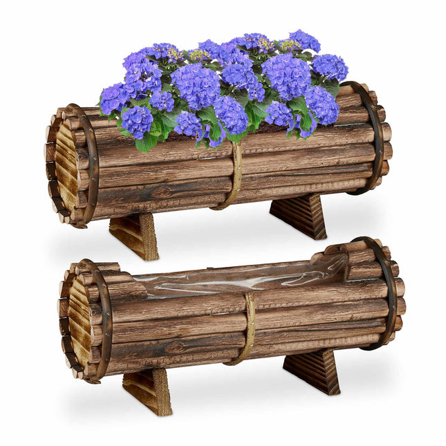 Jardinière en bois, lot de 2