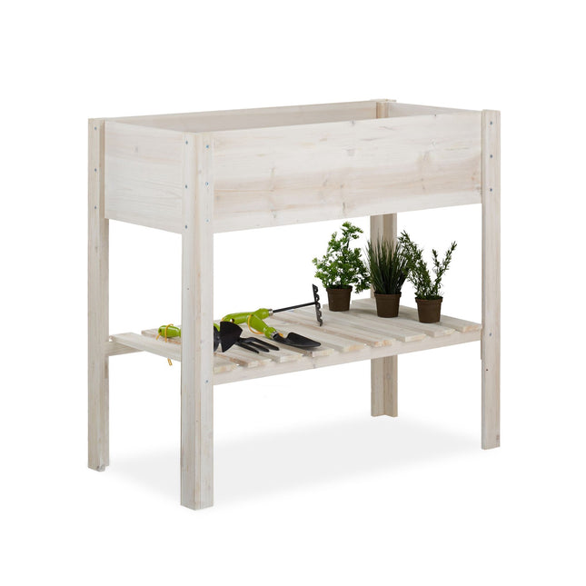 Jardinière sur pieds en bois blanc