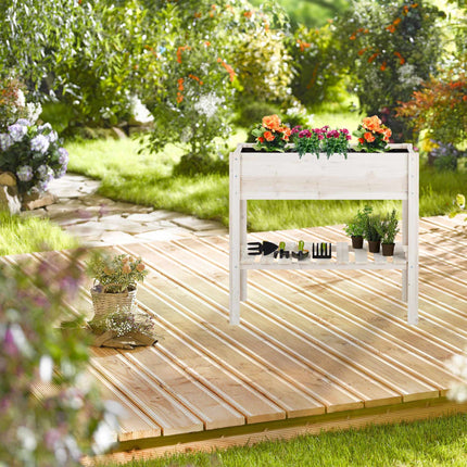 Blumenkasten auf Beinen aus weißem Holz
