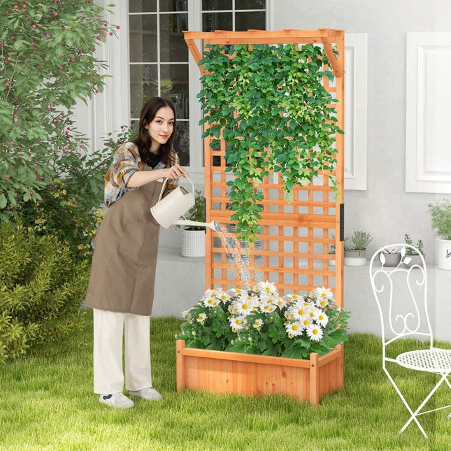 Jardinière avec treillis et toit et treillis et trous de drainage Jardinière 75 x 33 x 181 cm