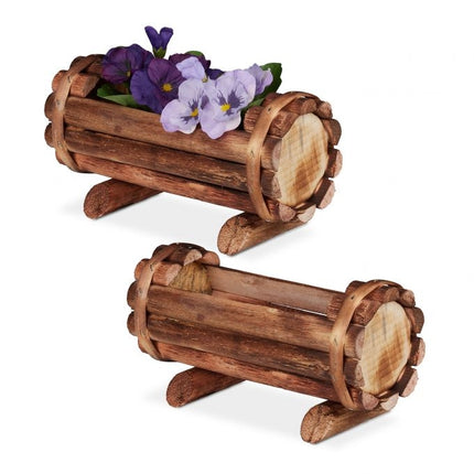 Lot de 2 pots de fleurs en bois