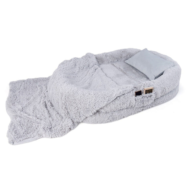 Lit pour chien moelleux pour personnes et chiens avec couverture pour chien lavable 171 x 115 cm gris