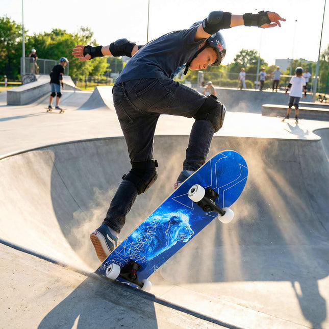 Skateboard fluorescent avec roues lumineuses, plateau 9 plis