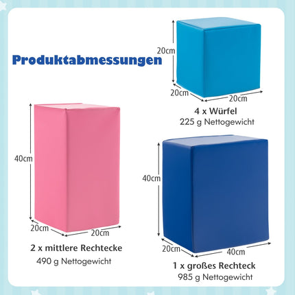Ensemble de blocs de construction en mousse - 7 pièces, souples et résistants