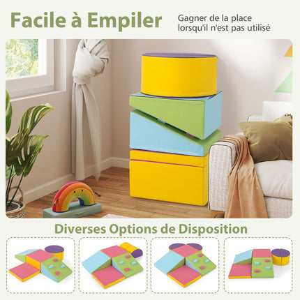 Blocs d'escalade en mousse, ensemble de 6 pièces à scratch pour tout-petits