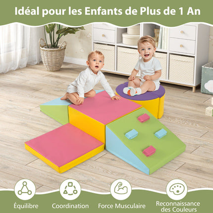Blocs d'escalade en mousse, ensemble de 6 pièces à scratch pour tout-petits