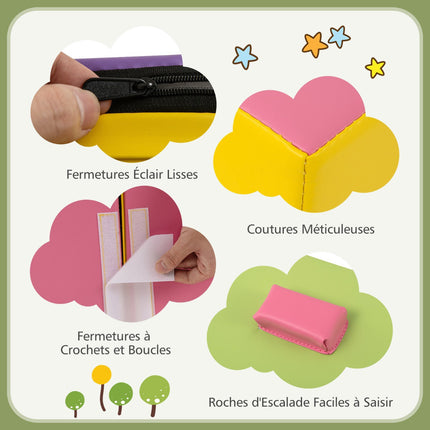 Blocs d'escalade en mousse, ensemble de 6 pièces à scratch pour tout-petits