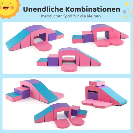 Ensemble de 6 blocs d'escalade en mousse souple, violet/rose