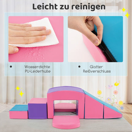 Ensemble de 6 blocs d'escalade en mousse souple, violet/rose