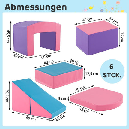 Ensemble de 6 blocs d'escalade en mousse souple, violet/rose