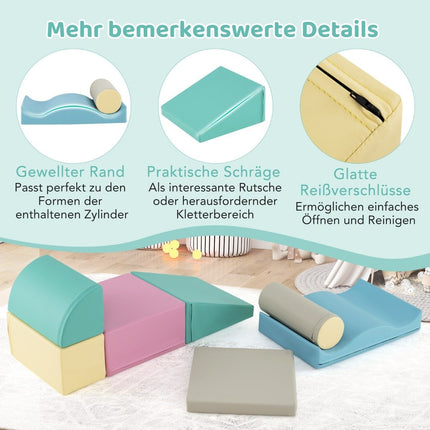 Ensemble de 7 blocs de jeu en mousse, blocs d'escalade souples pour enfants