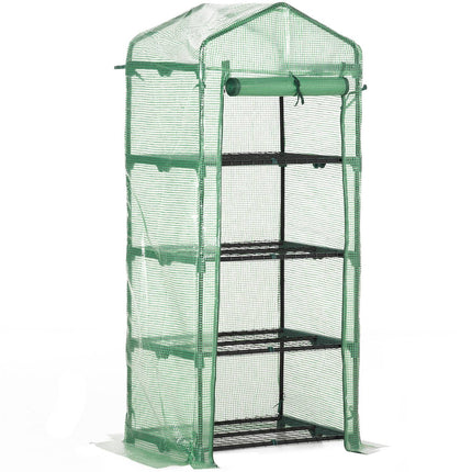 Serre En Aluminium Avec 4 Étagères, Cadre Froid Pour Plantes, Vert, 70X50X160Cm