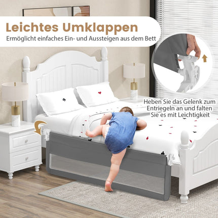 Klappbares 180 cm Bettgitter mit Sicherheitsgurten, Grau