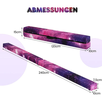 Poutre d'équilibre pliable de 240 cm pour enfants, avec poignées