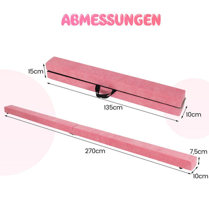 Klappbarer 270 cm rosa Gymnastik-Schwebebalken für Kinder