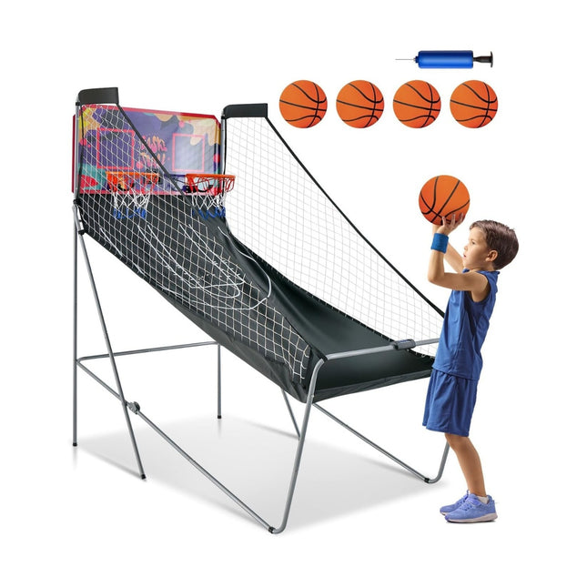 Jeu d'arcade de basketball pliable à 2 paniers avec 8 modes