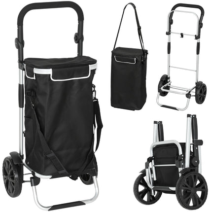 Faltbarer 3-in-1 Einkaufstrolley, 40L, 25kg Tragkraft, Schwarz